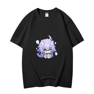 Fashion Anime Honkai Star Rail Bailu 230g GSM Hipster Style Oversized Cotton T-shirt