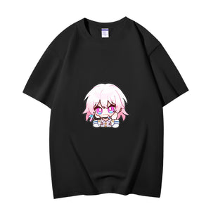 Fashion Anime Honkai: Star Rail March 7th 230g GSM Hipster Style Oversized Cotton T-shirt