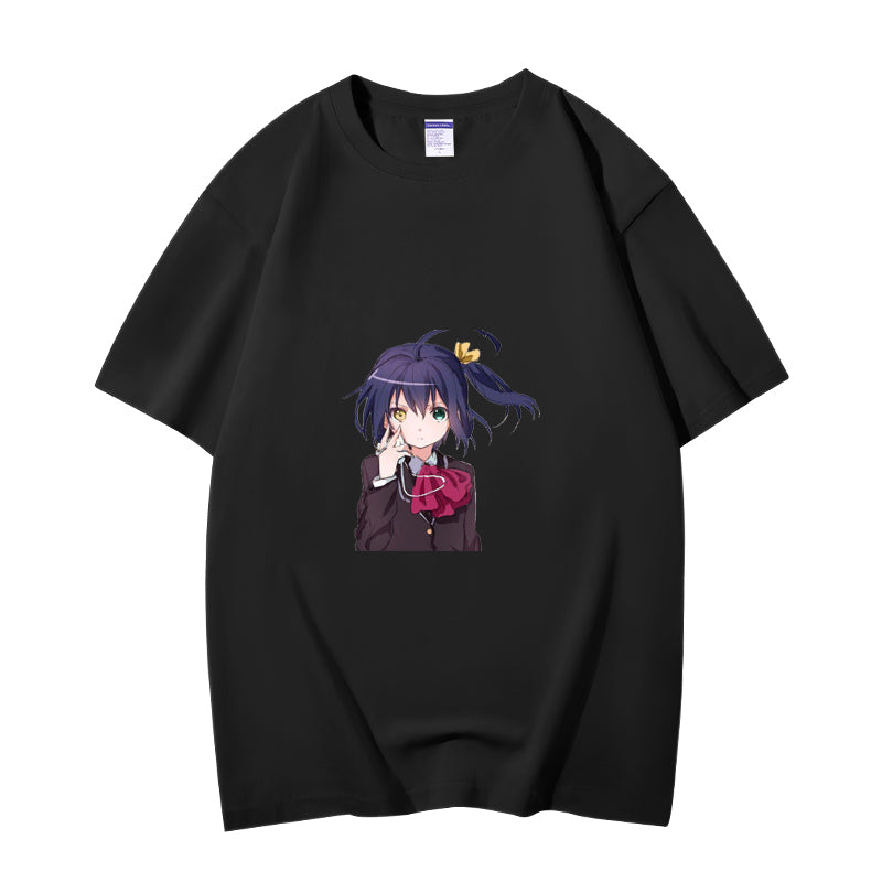 Fashion Anime Chuunibyou demo koi ga shitai Takanashi Rikka 230g GSM Hipster Style Oversized Cotton T-shirt