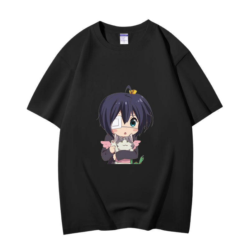 Fashion Anime Chuunibyou demo koi ga shitai Takanashi Rikka 230g GSM Hipster Style Oversized Cotton T-shirt