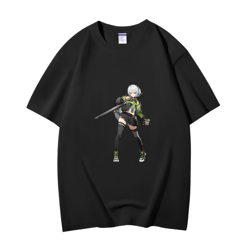 Fashion Anime Zenless Zone Zero Anby Demara 230g GSM Hipster Style Oversized Cotton T-shirt