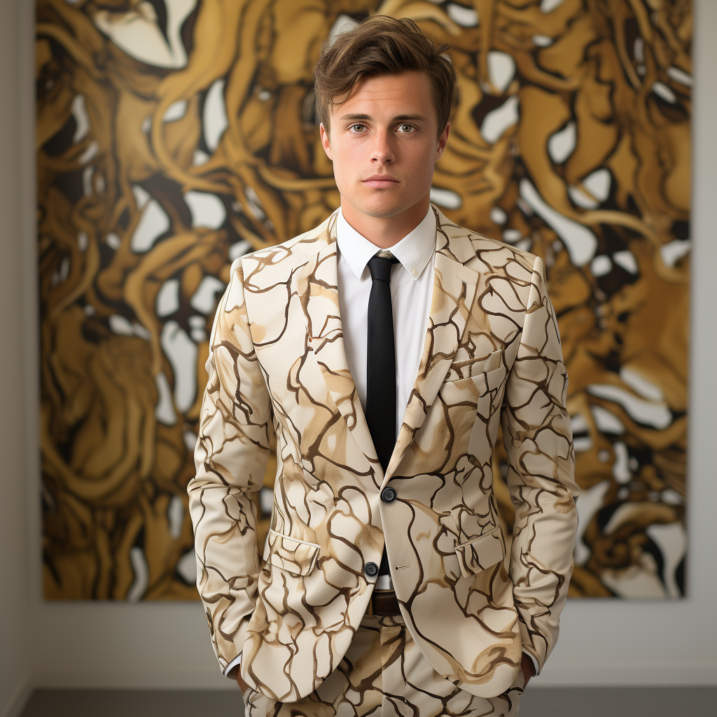 Rulercosplay Mens 2 Piece Print Suit Dress Jacket Slim 2 Button Blazer Pants For Christmas