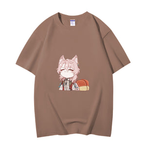 Fashion Anime Honkai: Star Rail Jiao Qiu 230g GSM Hipster Style Oversized Cotton T-shirt