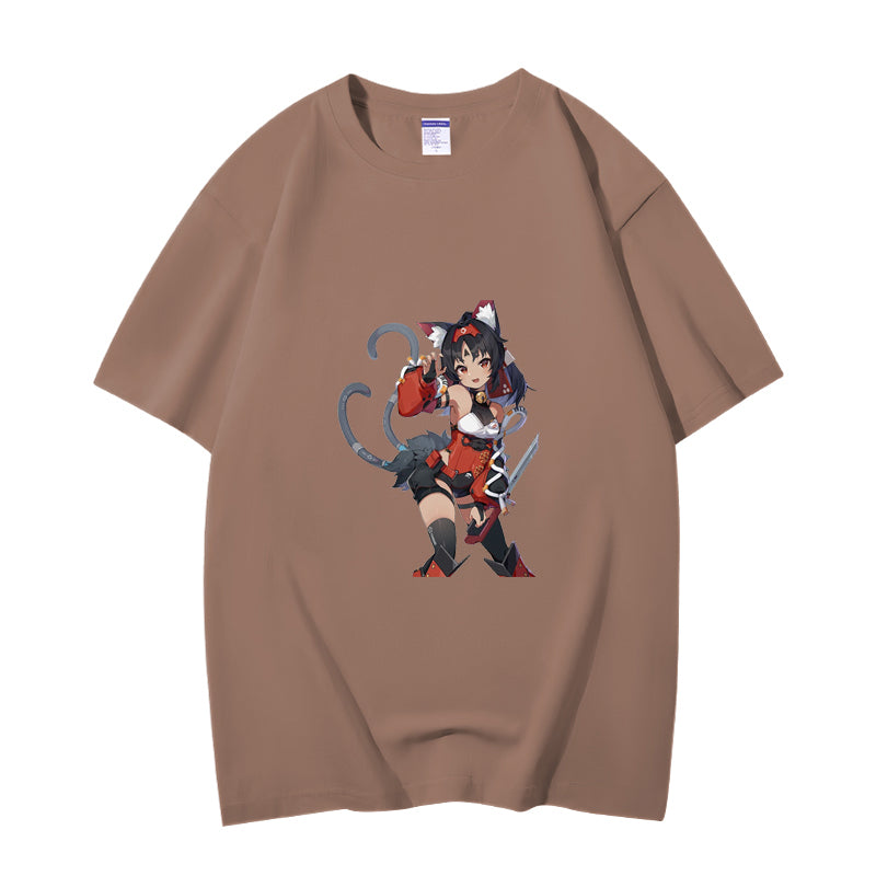 Fashion Anime Zenless Zone Zero Nekomiya Mana 230g GSM Hipster Style Oversized Cotton T-shirt