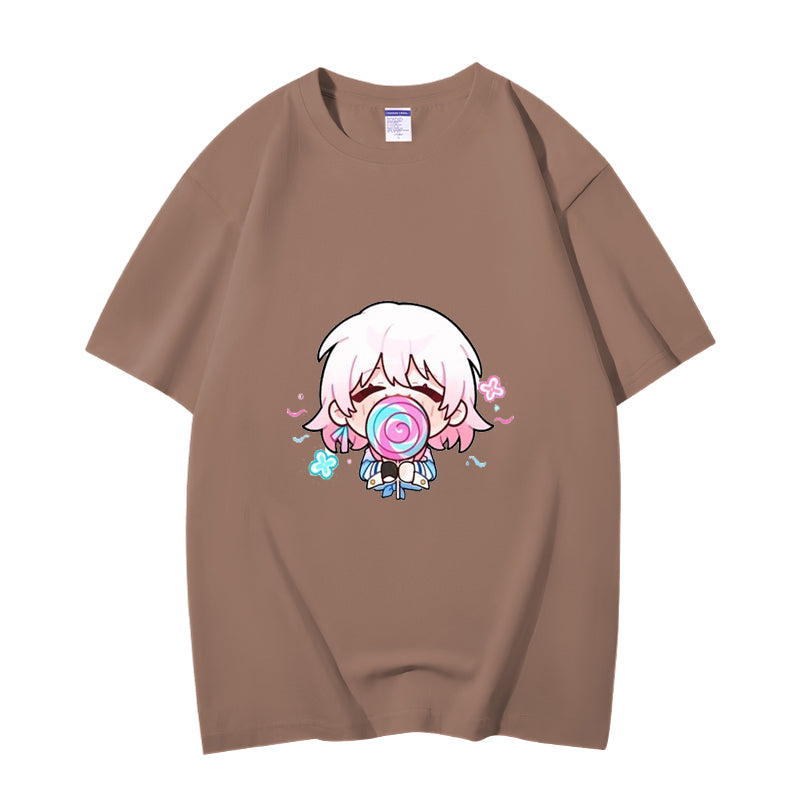 Fashion Anime Honkai Star Rail March 7th 230g GSM Hipster Style Oversized Cotton T-shirt