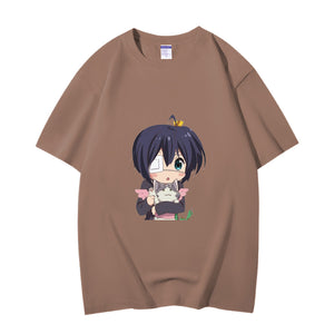 Fashion Anime Chuunibyou demo koi ga shitai Takanashi Rikka 230g GSM Hipster Style Oversized Cotton T-shirt