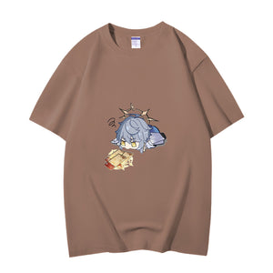 Fashion Anime Honkai Star Rail Sunday 230g GSM Hipster Style Oversized Cotton T-shirt