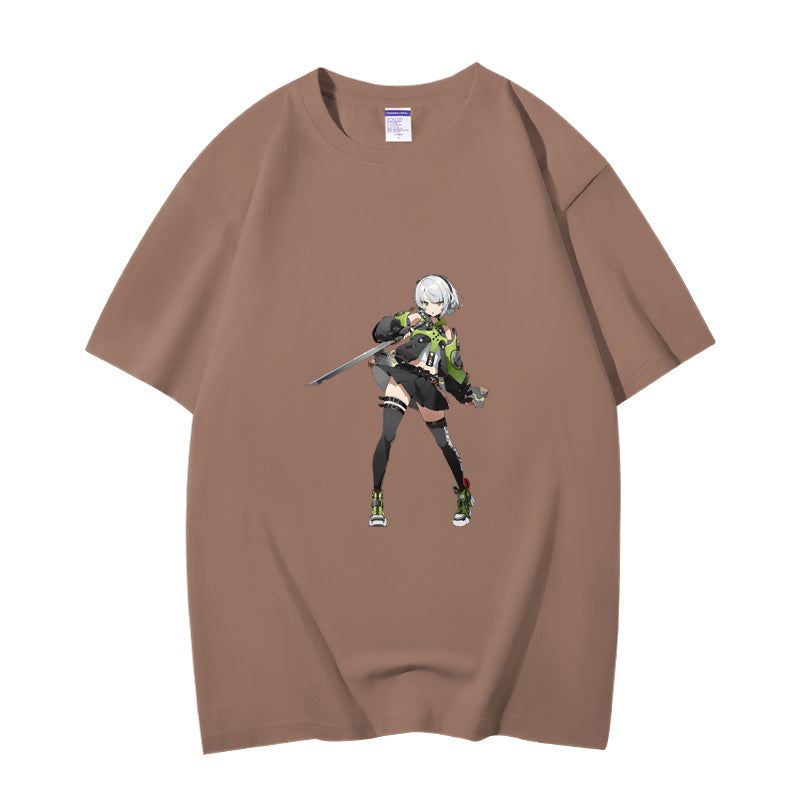 Fashion Anime Zenless Zone Zero Anby Demara 230g GSM Hipster Style Oversized Cotton T-shirt