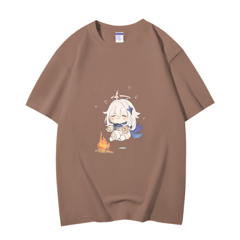 Fashion Anime  Genshin Impact Paimon 230g GSM Hipster Style Oversized Cotton T-shirt