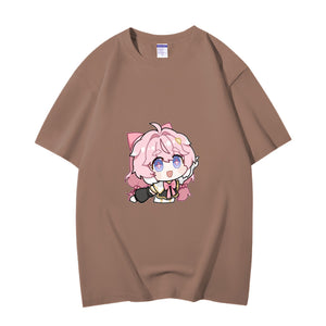 Fashion Anime Wuthering Waves Encore 230g GSM Hipster Style Oversized Cotton T-shirt