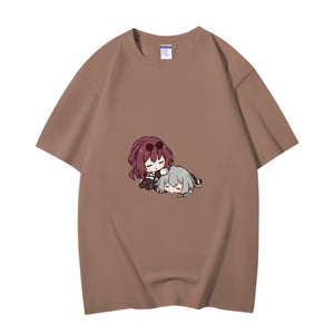 Fashion Anime Honkai Star Rail Stelle&Kafka 230g GSM Hipster Style Oversized Cotton T-shirt