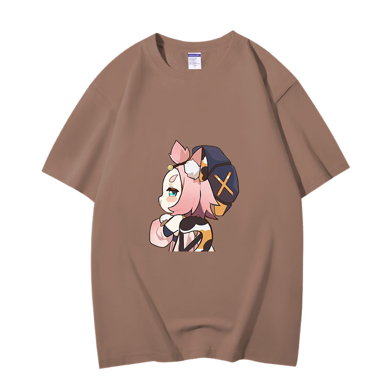 Fashion Anime Genshin Impact Diona 230g GSM Hipster Style Oversized Cotton T-shirt
