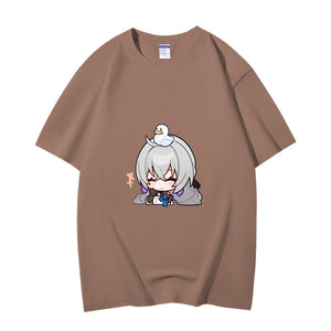 Fashion Anime Honkai: Star Rail Bronya Rand 230g GSM Hipster Style Oversized Cotton T-shirt