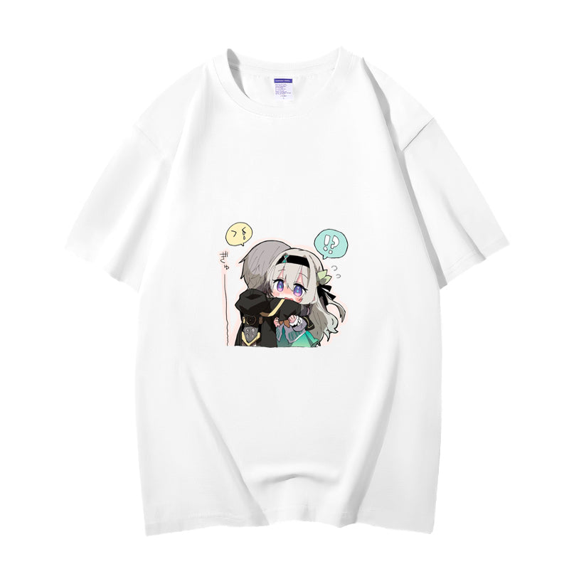 Fashion Anime Honkai Star Rail Trailblazer&Firefly 230g GSM Hipster Style Oversized Cotton T-shirt