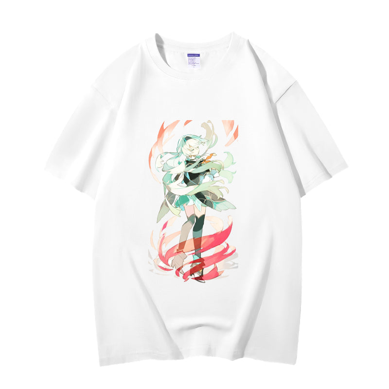 Fashion Anime Honkai Star Rail Firefly 230g GSM Hipster Style Oversized Cotton T-shirt