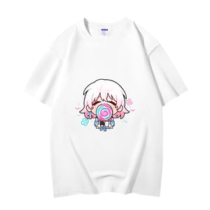 Fashion Anime Honkai Star Rail March 7th 230g GSM Hipster Style Oversized Cotton T-shirt