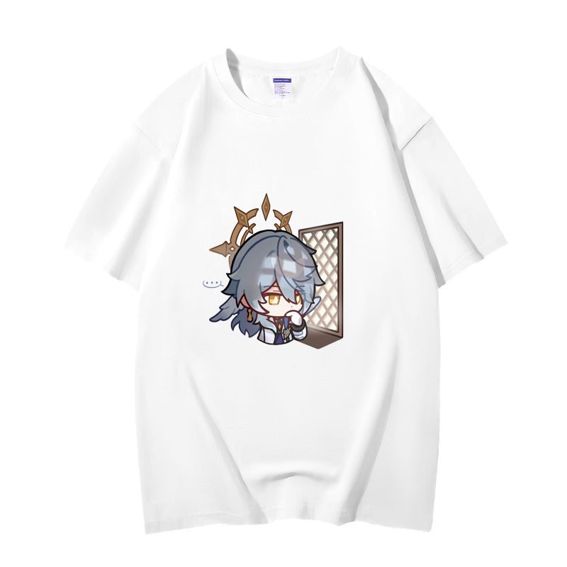 Fashion Anime Honkai Star Rail Sunday 230g GSM Hipster Style Oversized Cotton T-shirt