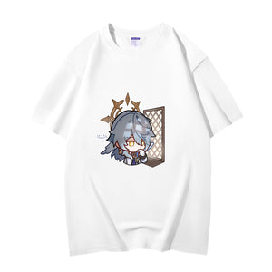 Fashion Anime Honkai Star Rail Sunday 230g GSM Hipster Style Oversized Cotton T-shirt