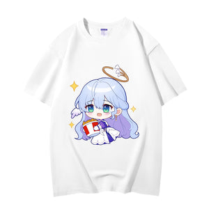 Fashion Anime Honkai: Star Rail Robin 230g GSM Hipster Style Oversized Cotton T-shirt