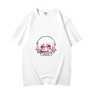 Fashion Anime Honkai: Star Rail March 7th 230g GSM Hipster Style Oversized Cotton T-shirt