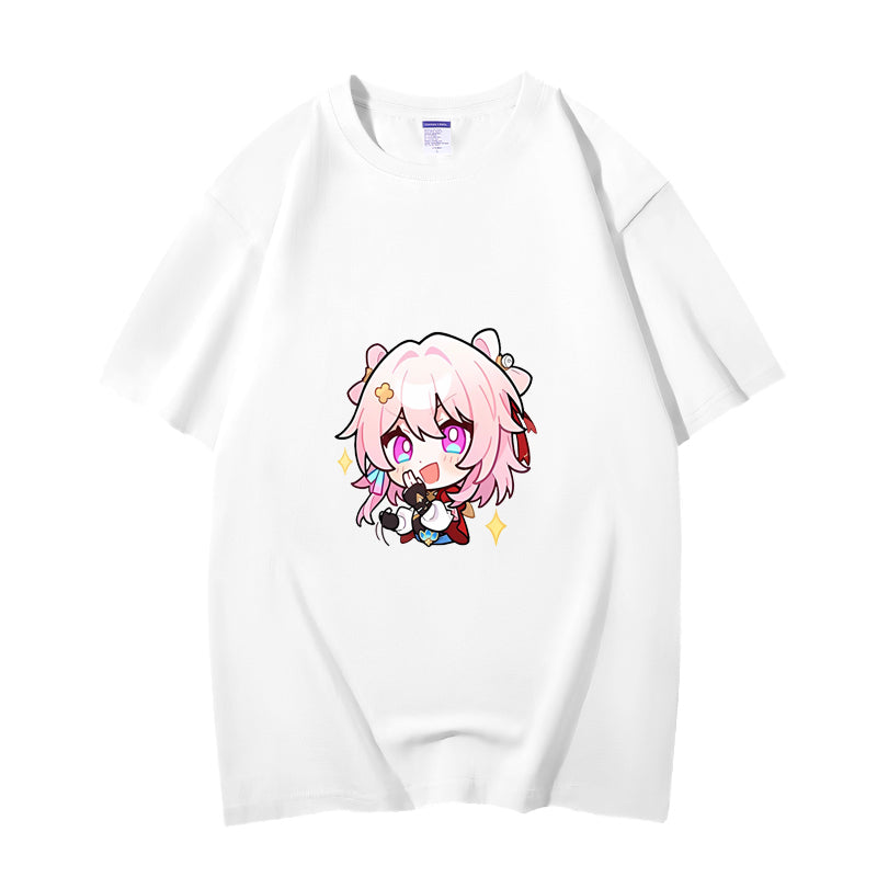 Fashion Anime Honkai Star Rail March 7th 230g GSM Hipster Style Oversized Cotton T-shirt