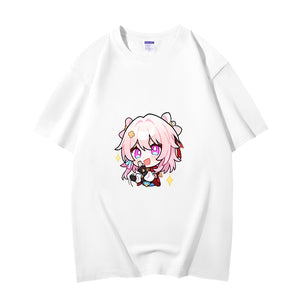 Fashion Anime Honkai Star Rail March 7th 230g GSM Hipster Style Oversized Cotton T-shirt