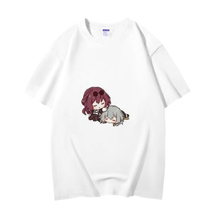 Fashion Anime Honkai Star Rail Stelle&Kafka 230g GSM Hipster Style Oversized Cotton T-shirt