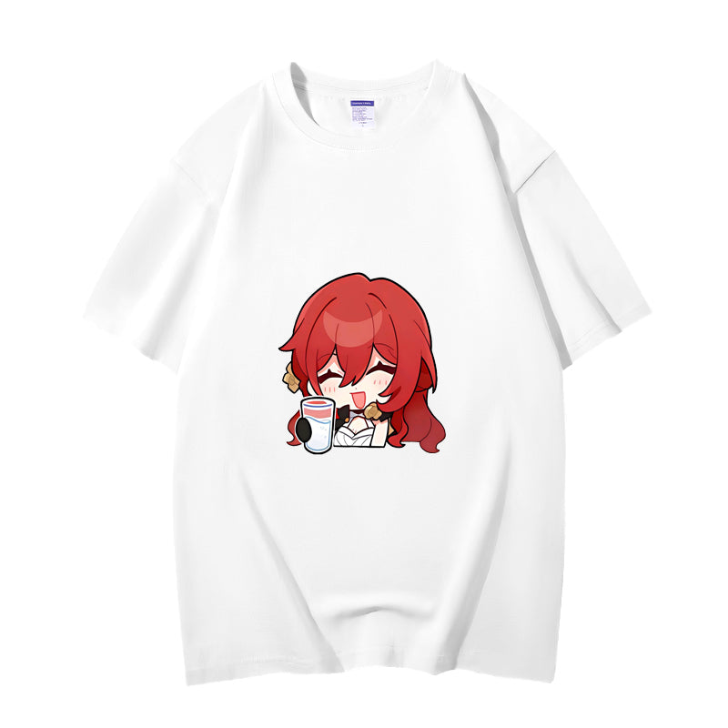 Fashion Anime Honkai Star Rail Himeko 230g GSM Hipster Style Oversized Cotton T-shirt