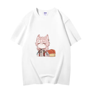 Fashion Anime Honkai: Star Rail Jiao Qiu 230g GSM Hipster Style Oversized Cotton T-shirt