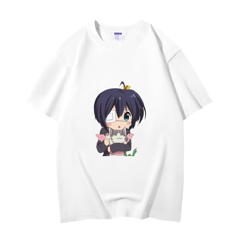 Fashion Anime Chuunibyou demo koi ga shitai Takanashi Rikka 230g GSM Hipster Style Oversized Cotton T-shirt