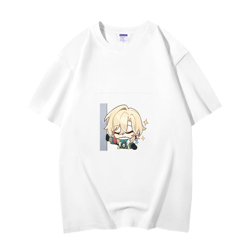 Fashion Anime Honkai Star Rail Aventurine 230g GSM Hipster Style Oversized Cotton T-shirt