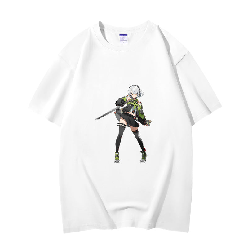 Fashion Anime Zenless Zone Zero Anby Demara 230g GSM Hipster Style Oversized Cotton T-shirt