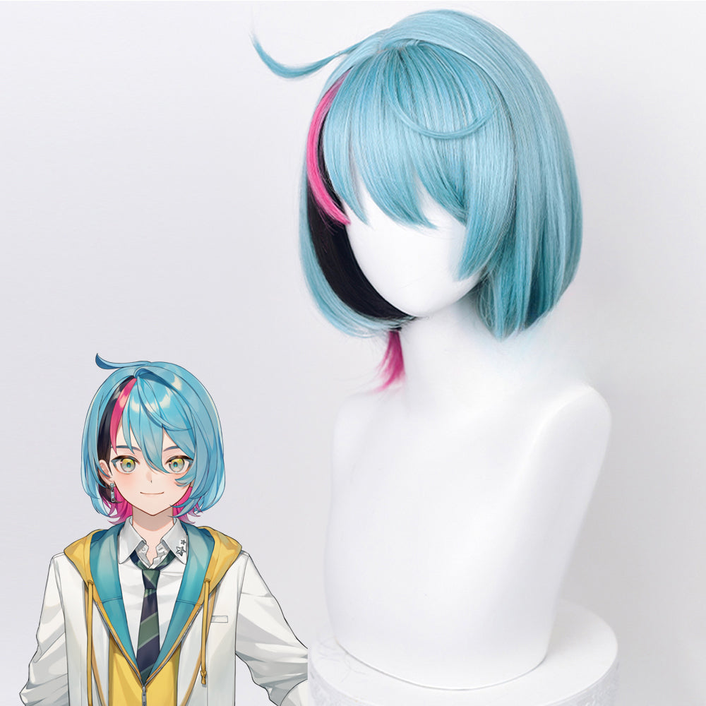 Rulercosplay Vtuber NIJISANJI Kyo Kaneko Blue Pink Short Cosplay Wig