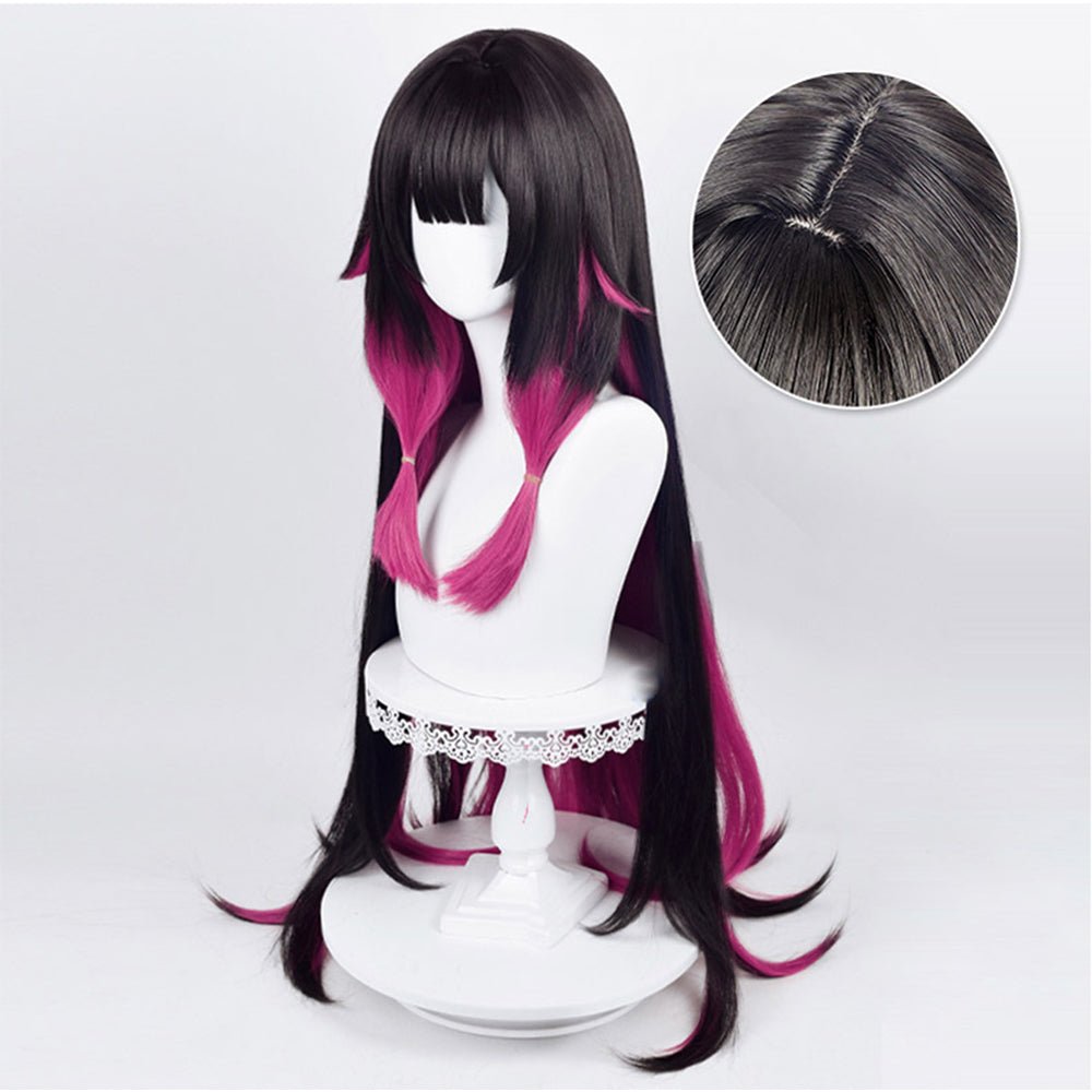 Rulercosplay Anime Genshin Impact Fatui Columbina Black and Pink Long  Stright Cosplay Wig